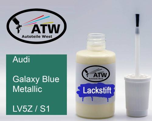 Audi, Galaxy Blue Metallic, LV5Z / S1: 20ml Lackstift, von ATW Autoteile West.